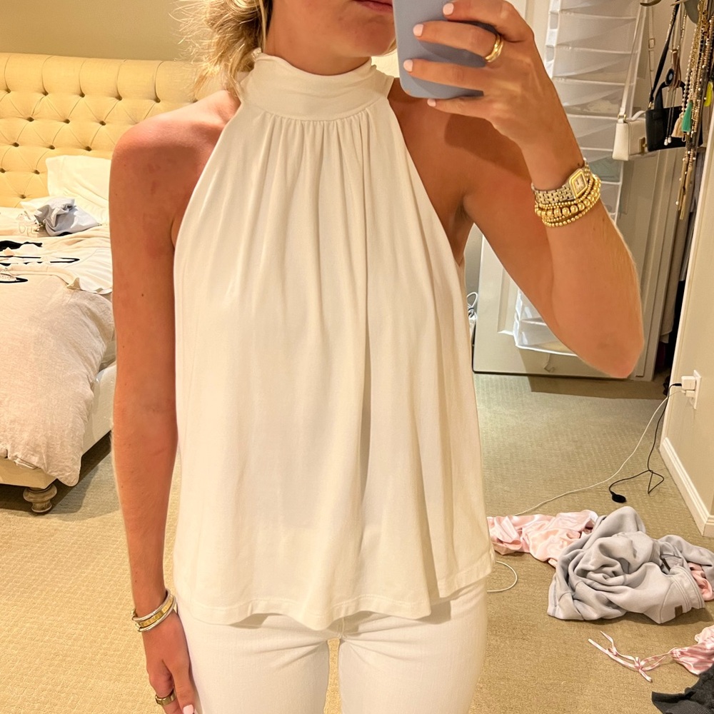 Susana Monaco White High Neck Sleeveless Top